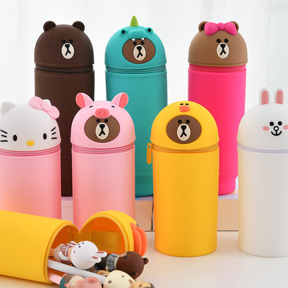 Colorful Small Animal Standing Silicone Pencil Case – Cute, Compact & Fun