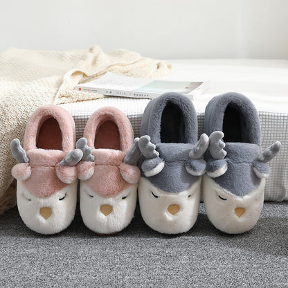 Cozy Plush Reindeer Winter Slippers – Unisex Warm Bedroom Slipper