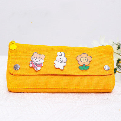 Colorful Cartoon Japanese Pencil Case with Cute Character Pins