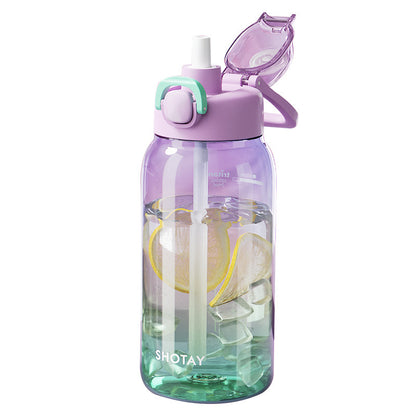 Simple Modern Transparent Flip-Top Plastic Water Bottle with Straw - 4 Colors