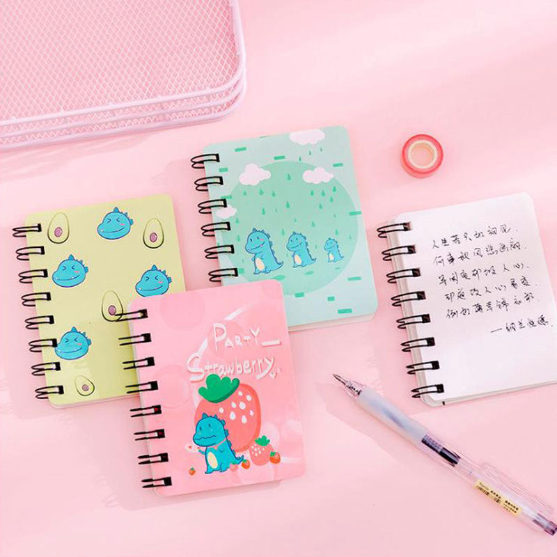 Cute Mini Spiral Notebooks with Fun Dino & Fruit-Themed Covers