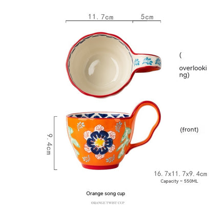 Hand-Painted Floral Ceramic Tea Cups – Colorful and Artistic Design