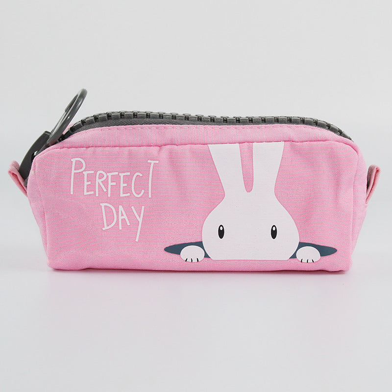 Colorful Zipper Pencil Pouch with Cute Cat, Dog, & Rabbit Designs