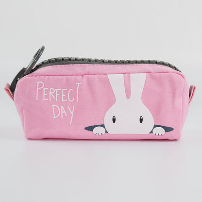 Colorful Zipper Pencil Pouch with Cute Cat, Dog, & Rabbit Designs