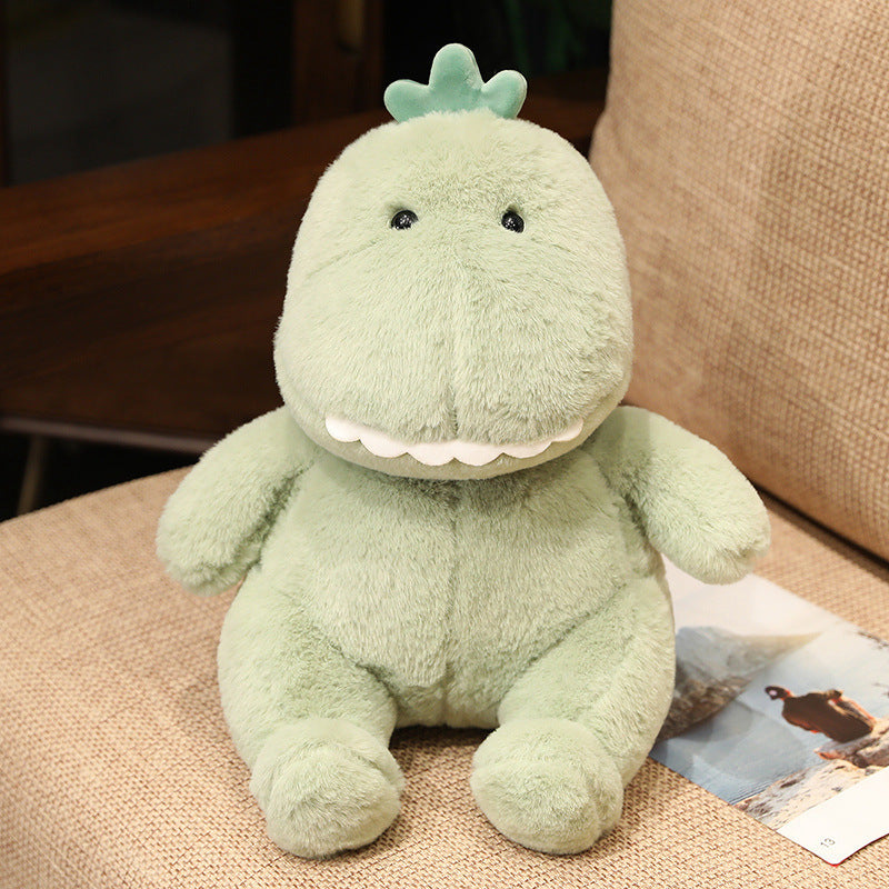 Cute Green Dinosaur Plush Toys Set with Wings & Crown Design