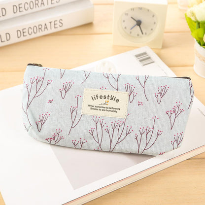 Cute Small Floral Zipper Pencil Pouch in Soft Pastel Tones