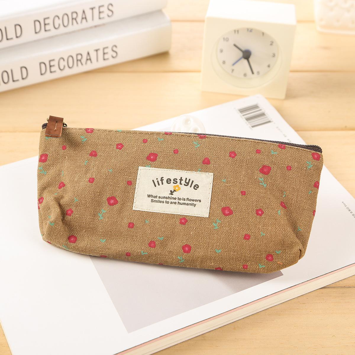 Cute Small Floral Zipper Pencil Pouch in Soft Pastel Tones