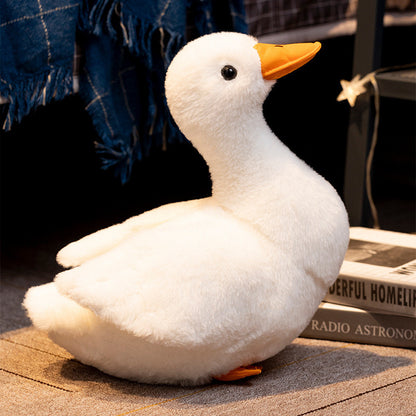 Soft White Duck Plush Toy with Orange Beak and Webbed Feet