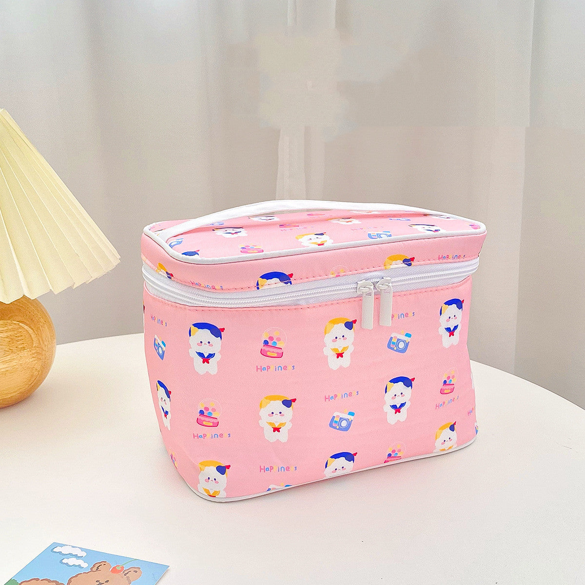 Cute Patterned Large Travel Makeup Bags - Pink Cartoon Variants