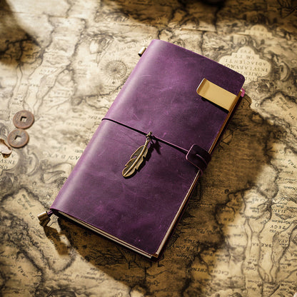 Vintage Leather Journal with Charms - Retro Adventure Design