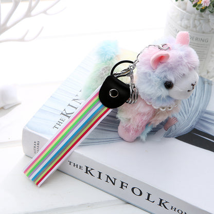 Cute Multi Colored Alpaca Keychain | Plush Keychain