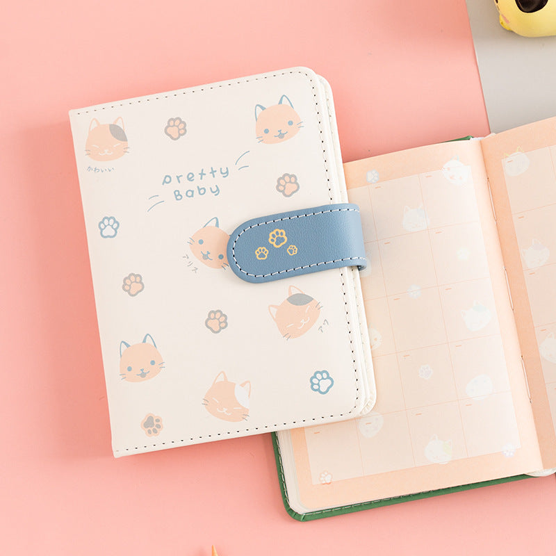 Cute Magnetic Cat Diary with Paw Print Design