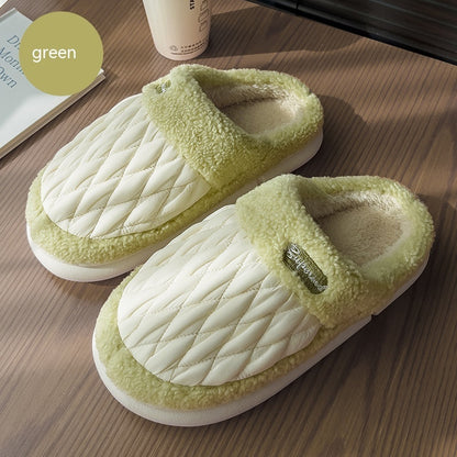 Stylish Warm, Non-Slip, Closed Toe Quilted Plush Home Slippers for Men