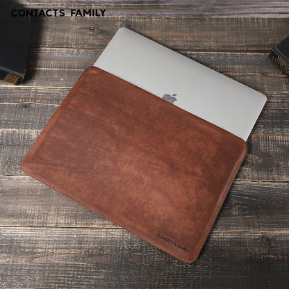 Vintage Brown Leather Laptop Sleeve for 13-Inch MacBook Pro/Air