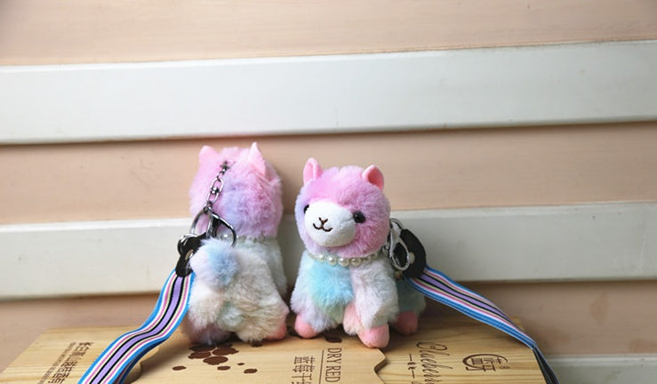 Cute Multi Colored Alpaca Keychain | Plush Keychain