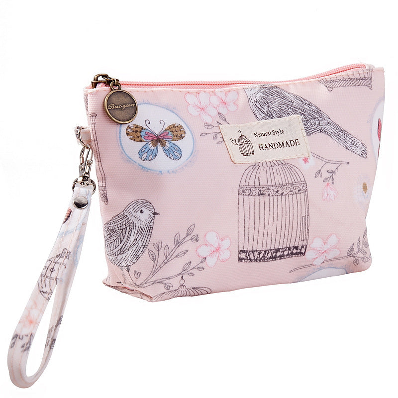 Small Floral Makeup Bag with Wrist Strap – Stylish Washbag