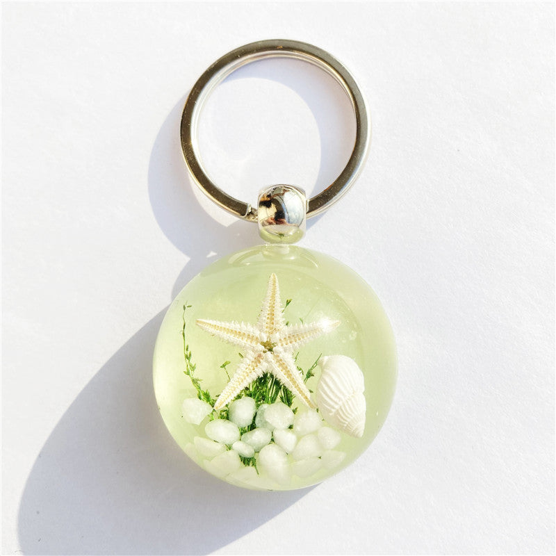 Starfish Amber Resin Keychain