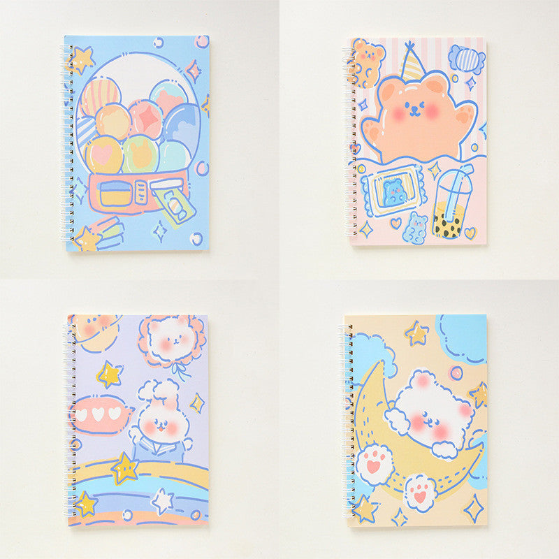 Colorful Korean Spiral Notebooks with Cute Animal & Flower Designs