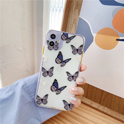 Cute Floral & Butterfly Phone Case – Clear Design with Colorful Patterns