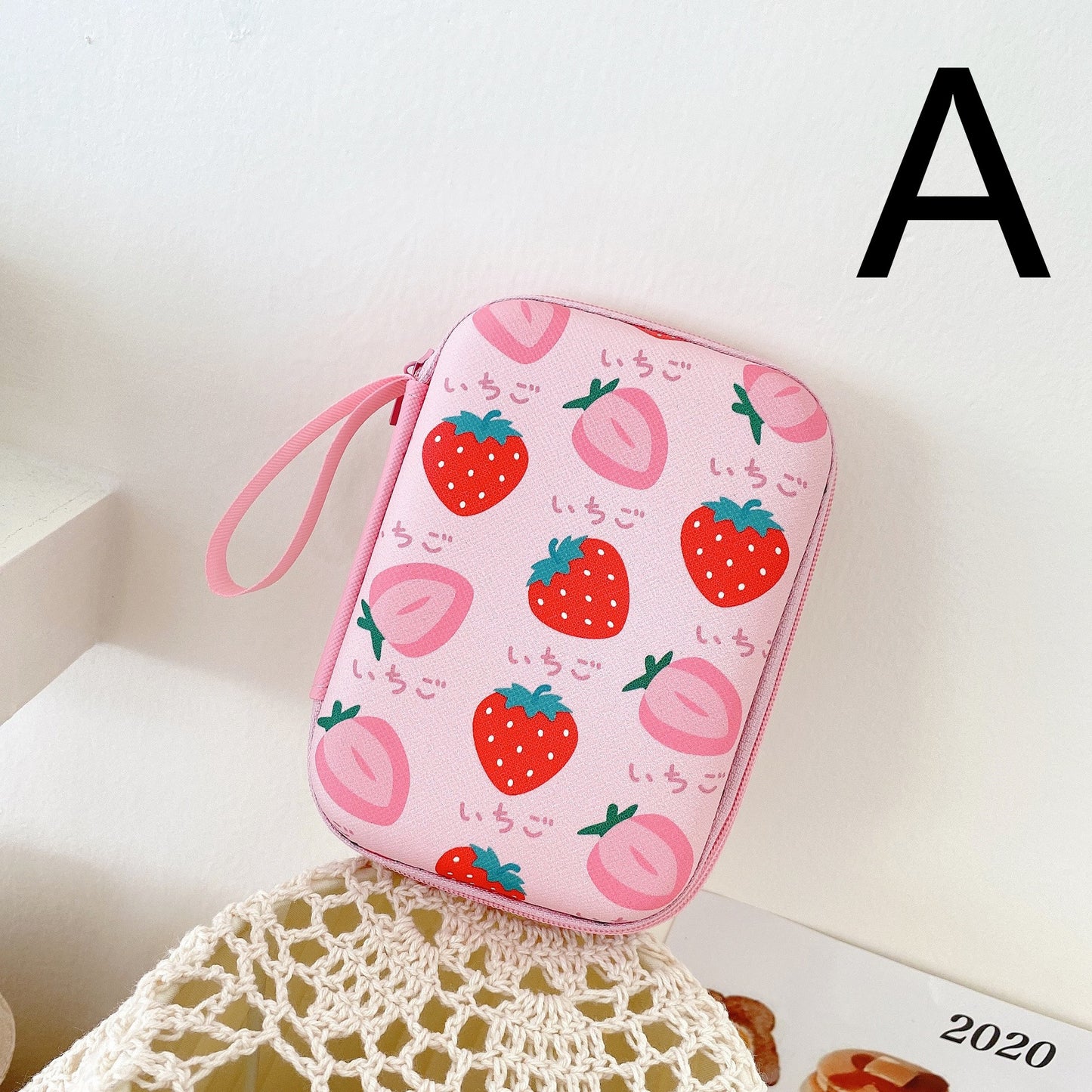 Rectangular Zipper Coin Purse & Earphone Case with Cute Fruit Prints