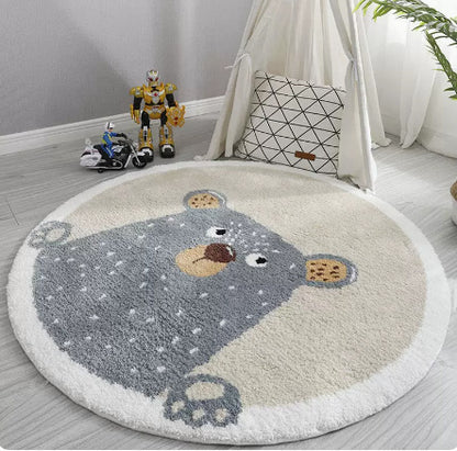 Cute Round Animal Print Carpets for Childrens Room (Bear, Giraffe and Dino)