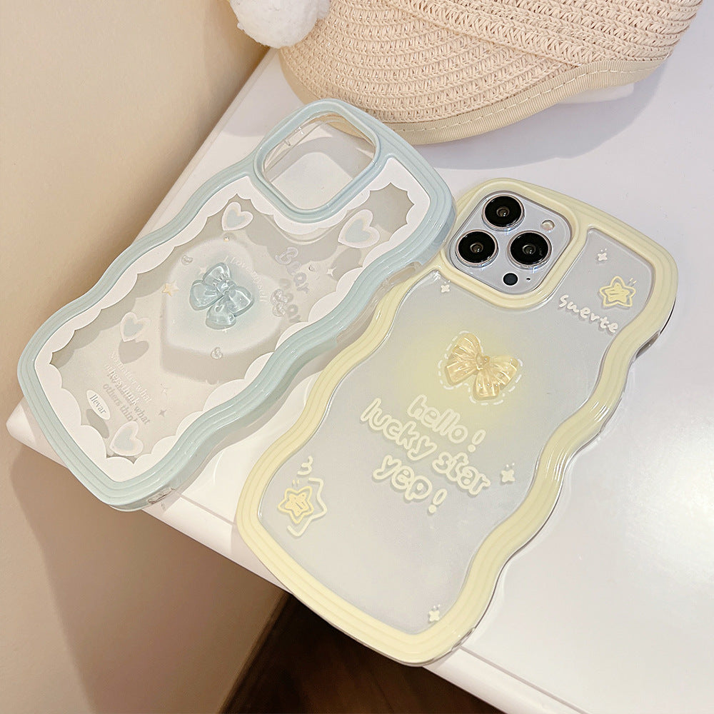 Wavy Phone Case – Light Blue & Yellow for iPhone 11-14