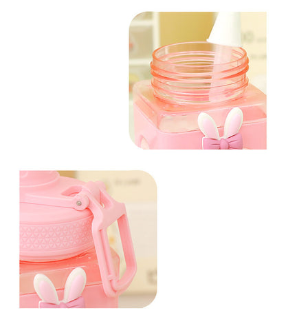 Large Korean Silicone Water Bottle with Cute 3D Stickers Design