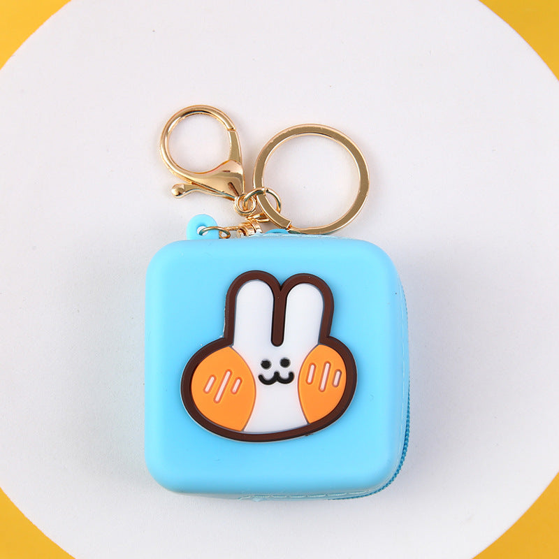 Cute Silicone Square Coin Purse & Earphone Case with Zipper