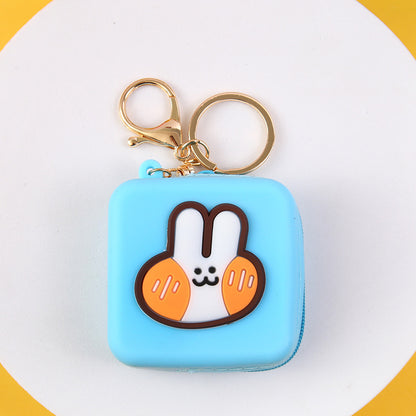 Cute Silicone Square Coin Purse & Earphone Case with Zipper