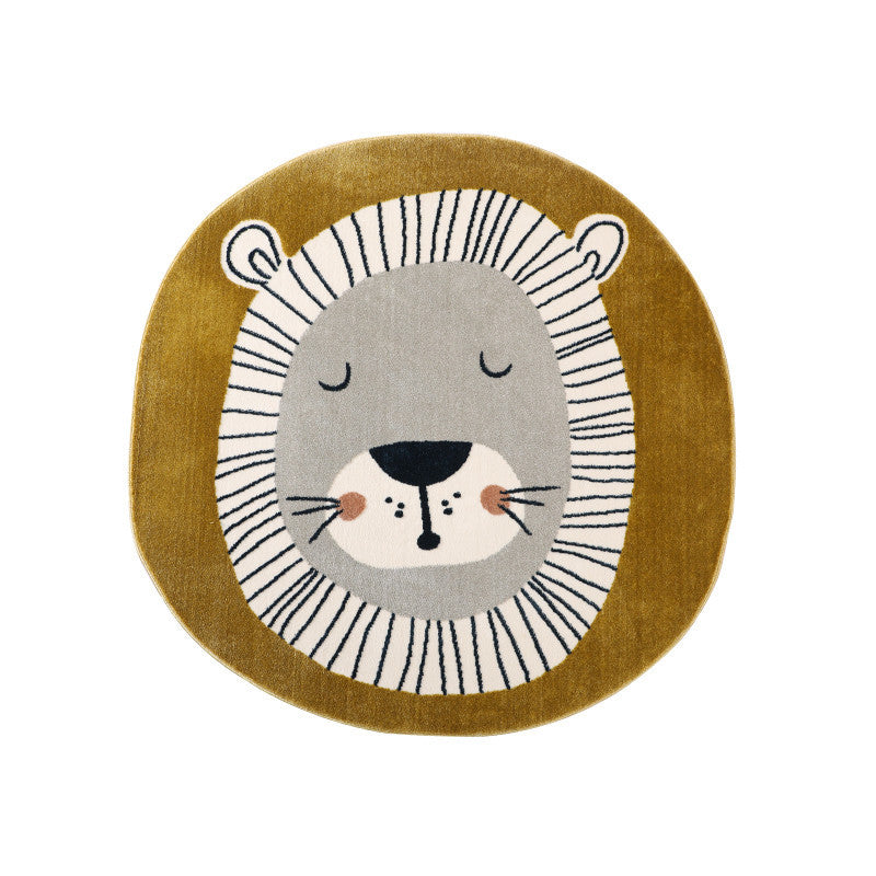 Cute Circular Lion Rug for Children's Rooms - Soft and Playful