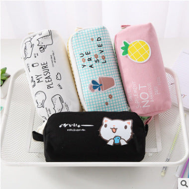 Colorful Zipper Pencil Pouch with Cute Cat, Dog, & Rabbit Designs