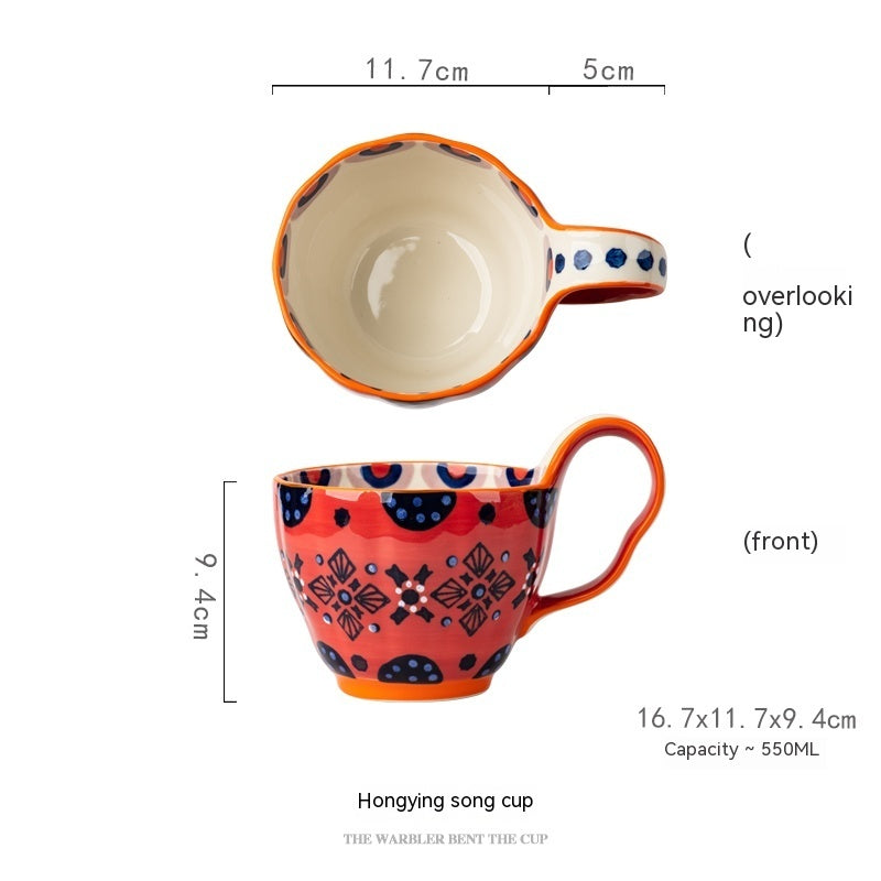 Hand-Painted Floral Ceramic Tea Cups – Colorful and Artistic Design