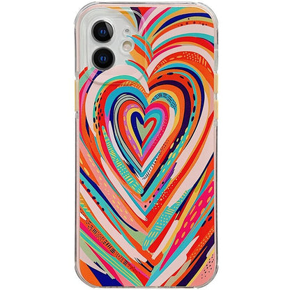 Vibrant Korean Heart & Geometric Phone Cases in Abstract Art Design