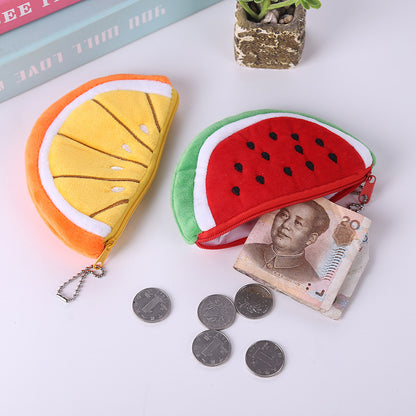 Colorful Plush Fruit-Shaped Watermelon Coin Purse