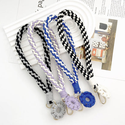 Handmade Lanyard Crochet Keychains for Women with Colorful Flower Charms