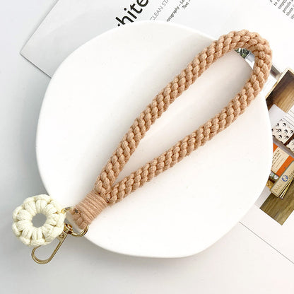 Handmade Lanyard Crochet Keychains for Women with Colorful Flower Charms