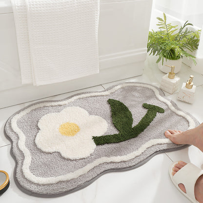 Modern & Stylish Flower Doormat | Water Absorbent Floral Bathroom Mat Collection