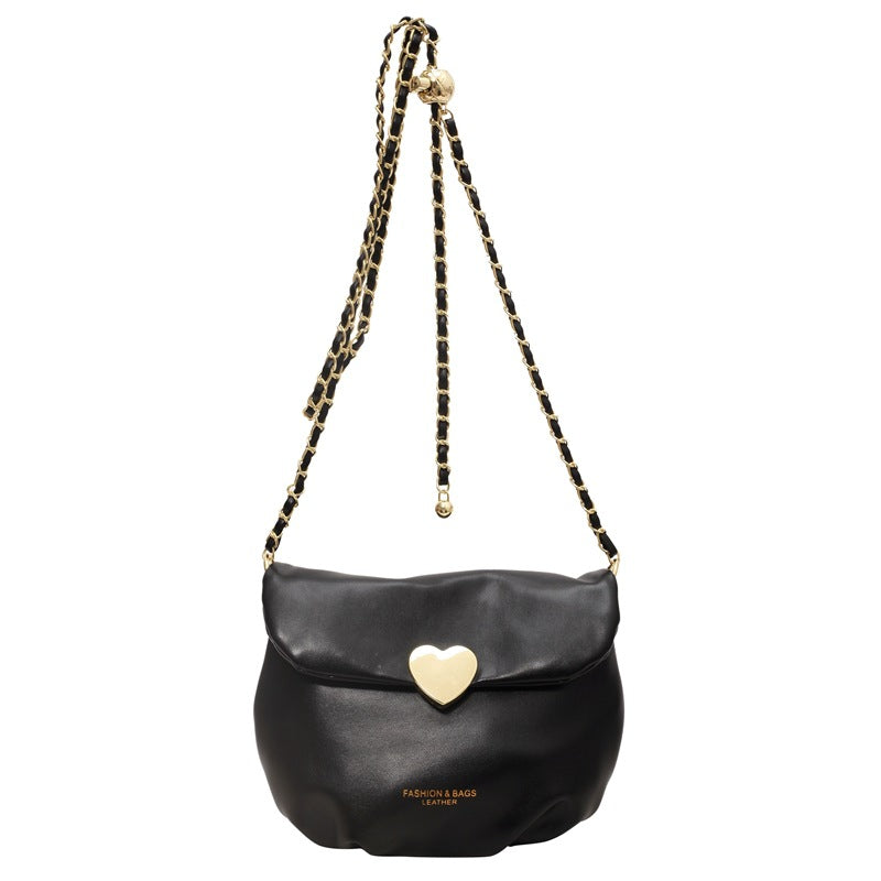 Stylish Chain Shoulder Crossbody Bags for Women with Heart & Ring Accent