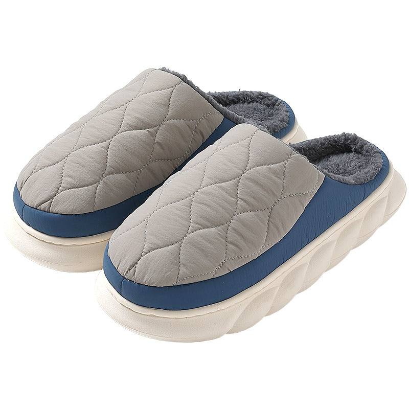 Stylish Warm, Non-Slip, Closed Toe Quilted Plush Home Slippers for Men