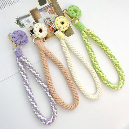 Handmade Lanyard Crochet Keychains for Women with Colorful Flower Charms