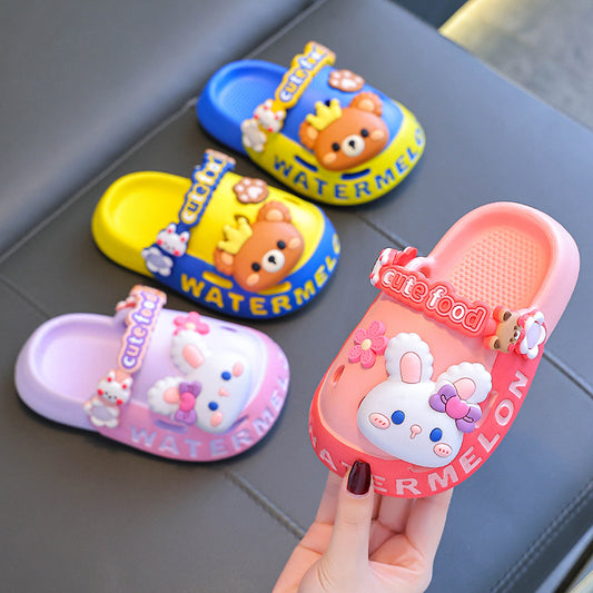 Cute Bear & Bunny Non-Slip Rubber Slippers for Kids Girls