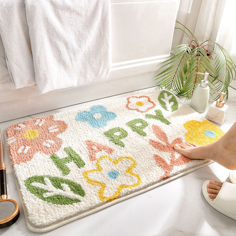 Modern & Stylish Flower Doormat | Water Absorbent Floral Bathroom Mat Collection