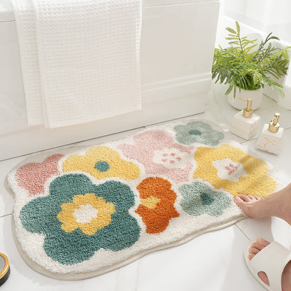 Modern & Stylish Flower Doormat | Water Absorbent Floral Bathroom Mat Collection