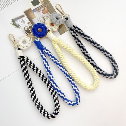 Handmade Lanyard Crochet Keychains for Women with Colorful Flower Charms