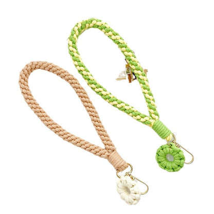 Handmade Lanyard Crochet Keychains for Women with Colorful Flower Charms