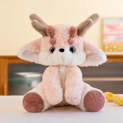 Cute Pink Dragon Plush Toy with Floppy Ears & Antlers