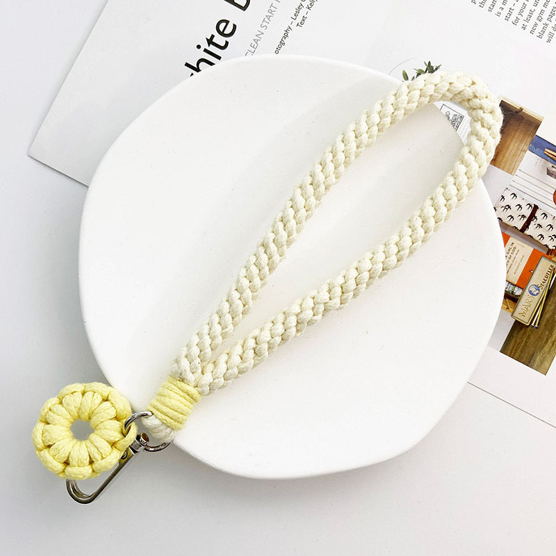 Handmade Lanyard Crochet Keychains for Women with Colorful Flower Charms