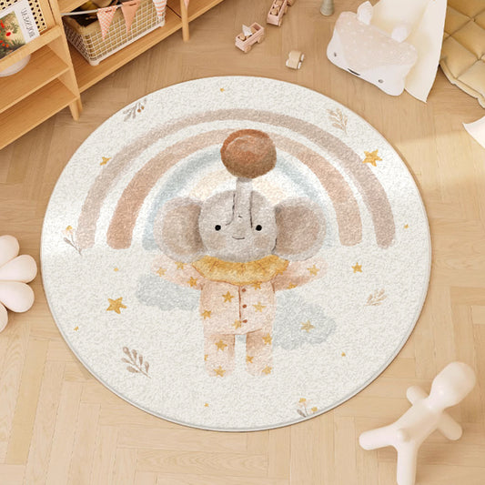 Cute Round Animal Print Washable Rugs for Children's Rooms