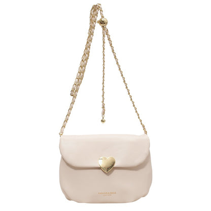 Stylish Chain Shoulder Crossbody Bags for Women with Heart & Ring Accent