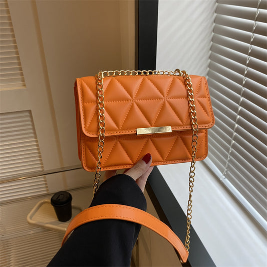 Quilted Leather Mini Chain Shoulder Bags for Women in Bright Colors